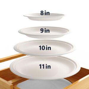 iCASA 8-11 Inch Adjustable Paper Plate Dispenser, Upgraded Wooden Under Cabinet Plate Holder, Kitchen Organizer for Round Plates