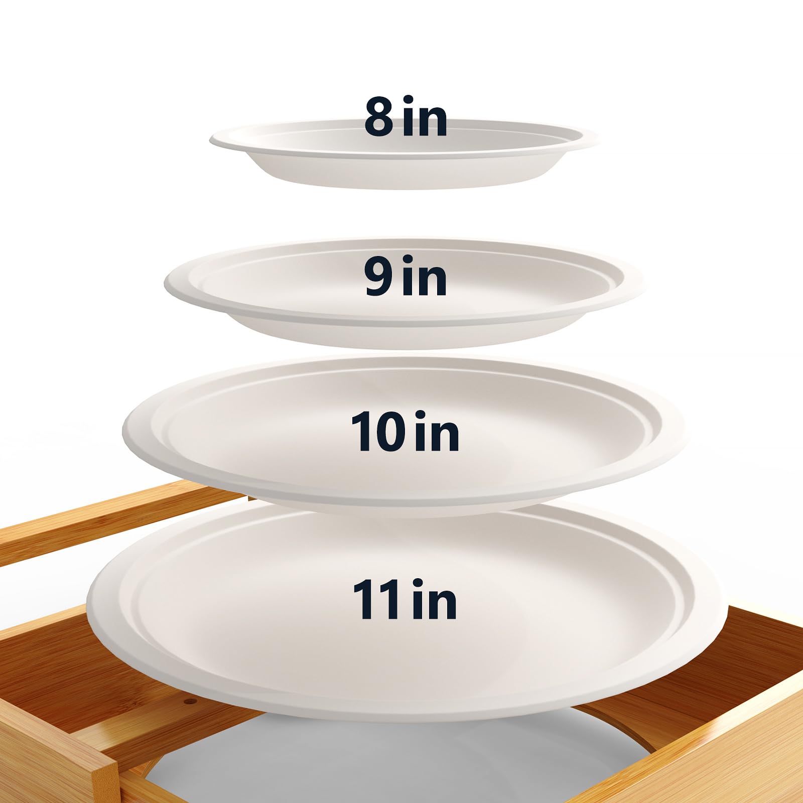 iCASA 8-11 Inch Adjustable Paper Plate Dispenser, Upgraded Wooden Under Cabinet Plate Holder, Kitchen Organizer for Round Plates