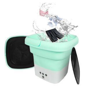 qhulkhq portable washing machine, mini foldable washing machine 6.5l with 3 modes cleaning for underwear, sock and small delicates, mini washing machine for apartment, camping, rv (green)