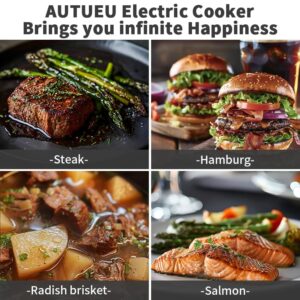 AUTUCU Hot Pot Electric 6.5 Quart | 8-in-1 Multi-Cooker with Safe Nonstick Coating, Three Level Power | Timer, up to 60 Minutes