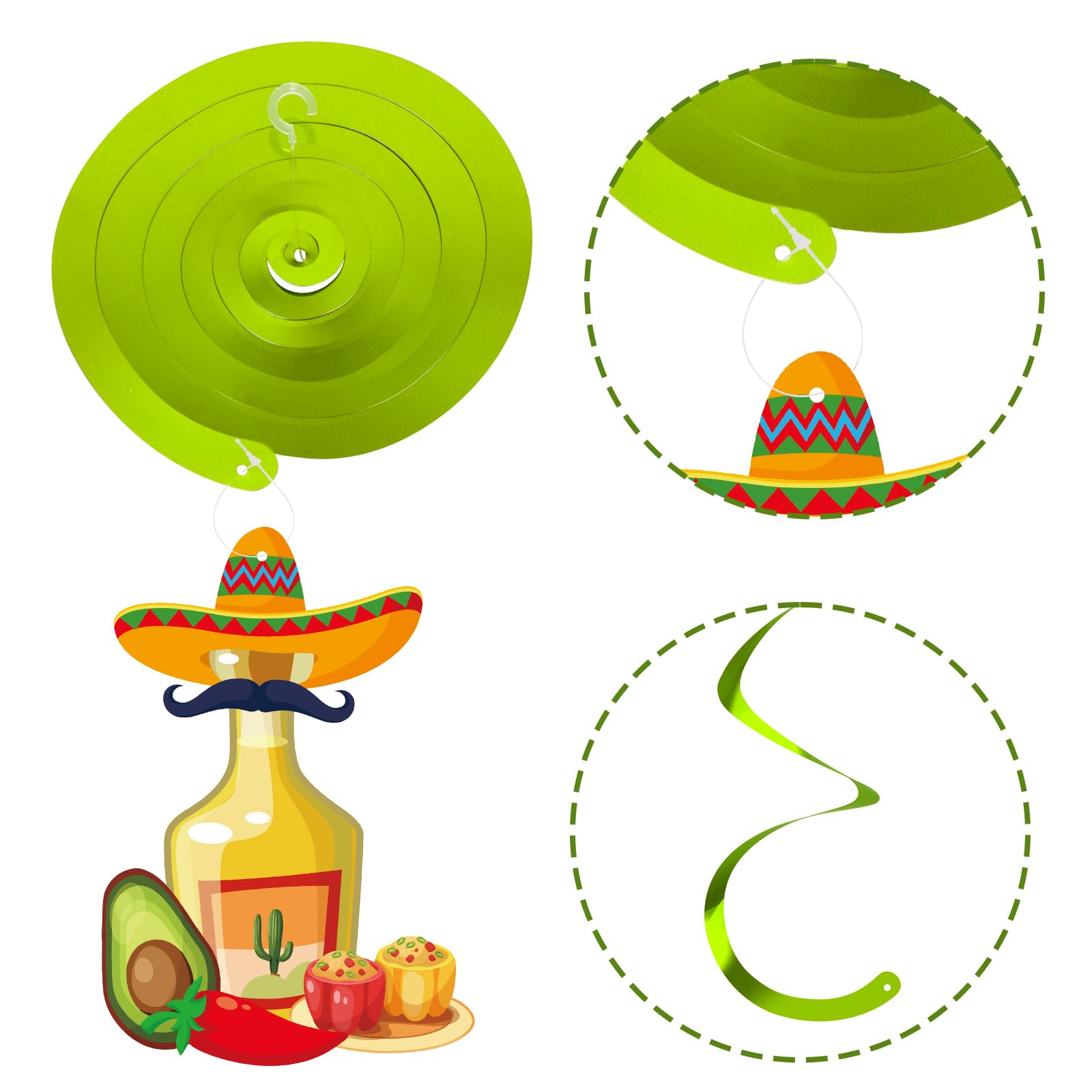 Lemicin 9PCS Mexican Fiesta Party Decorations - 1 PCS Happy Birthday Banner and 8 PCS Cinco de Mayo Mexican Hanging Swirl Party Supplies Mexican Themed Taco Birthday Party for Birthday, Festival