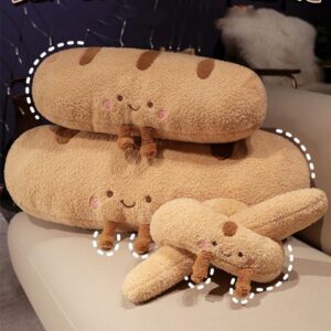 Baguette Bread Plush Throw Pillow,Cute bread Plush Long Body Pillow, Lumbar Baguette Back Cushion, Funny Food Plushies Stuffed Toy Sleeping Hugging Pillow for Girls (Long baguette, 47*3.9in)