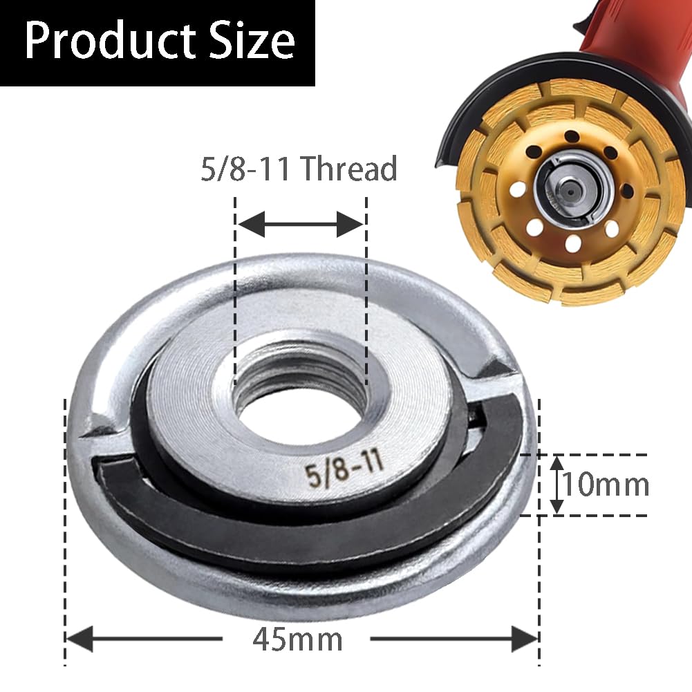 SeonFook 2Pcs Angle Grinder Flange Nuts with 5/8-11 Inch Thread, Quick Change Grinder Flange Locking Nut Metal Angle Grinder Nut for Replacement/Fixing Cutting Discs