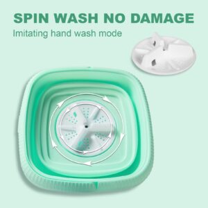 QHULKHQ Portable Washing Machine, Mini Foldable Washing Machine 6.5L with 3 Modes Cleaning for Underwear, Sock and Small Delicates, Mini Washing Machine for Apartment, Camping, RV (Green)