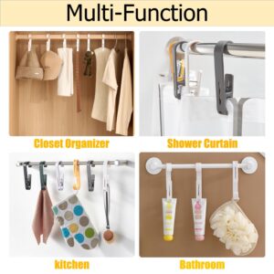 6Pcs Laundry Hooks with Clips Hanger Closet Organizer Clamps Hanging Socks Boot Bras Towels Shower Pegs for Bathroom Wardrobe Kitchen Office Holders Clothes Pins Outdoor, White