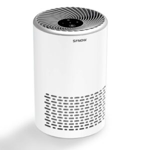 sfnow air purifiers for bedroom - portable air purifier covers up to 215 ft² remove smoke pollen dander hair smell, with sleep mode speed control for home office living room drom, sap200c, white