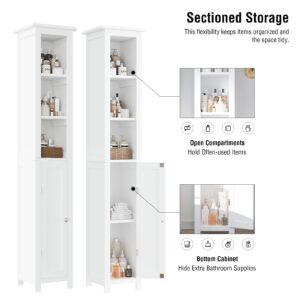 Fmlud Tall Bathroom Storage Cabinet, Bathroom Narrow Cabinet, Slim Storage Cabinet, with Adjustable Shelves and Door, Suitable for Bathrooms, Small Spaces, Kitchens, Living Rooms, White