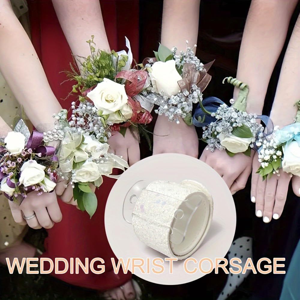 Tutuone 6 Pcs Slaplet Wrist Corsage Bracelets Corsage Wristlet Bands DIY Wrist Corsages Accessories for Wedding,Prom and Bridal Shower Party Wrist Corsages