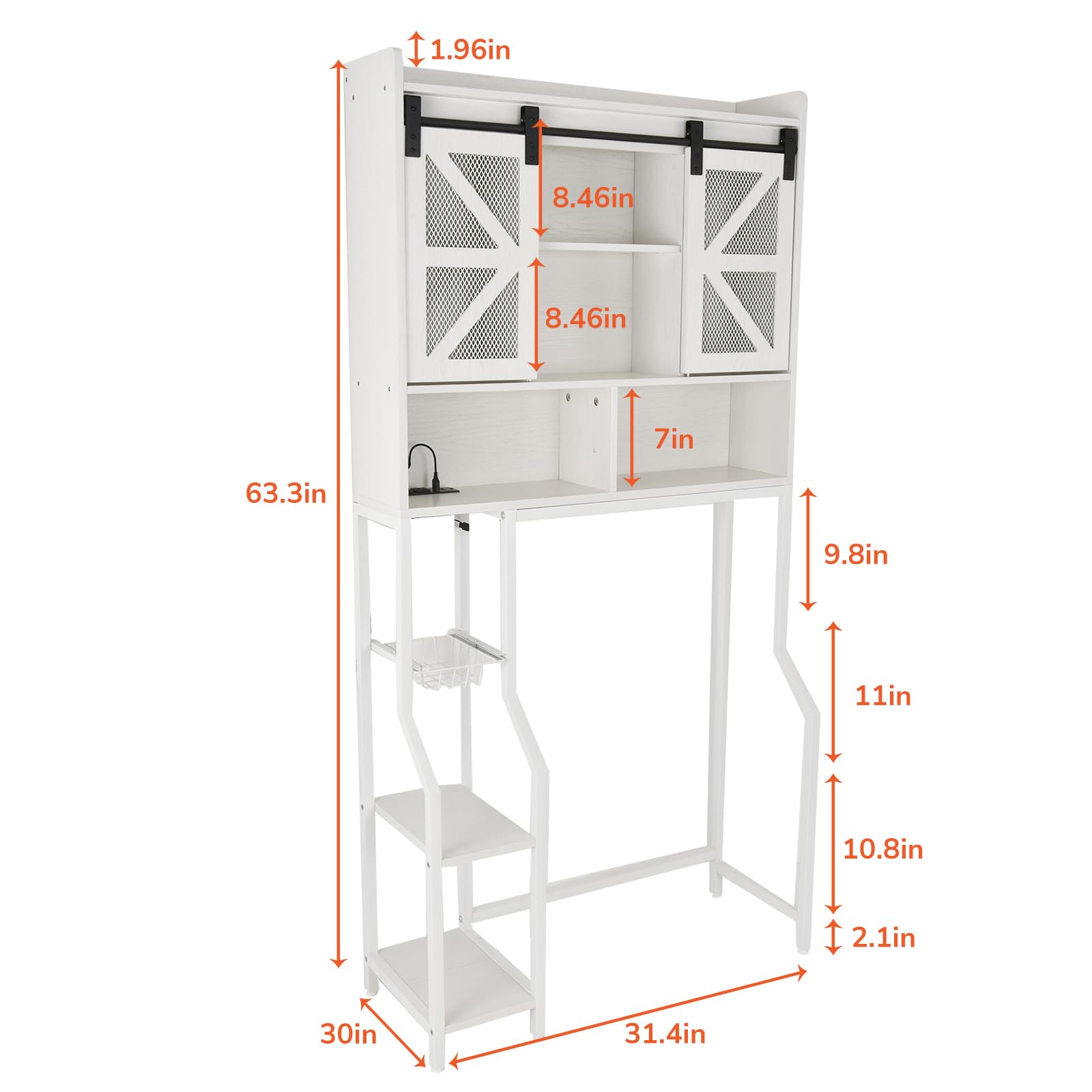 CHANFOK Over The Toilet Storage Cabinet, Storage Cabinet Over Toilet with 2 Barn Door and Toilet Paper Holder Stand,RGB Light Strip,Home Space-Saving Toilet Rack, for Bathroom, Restroom, Laundry