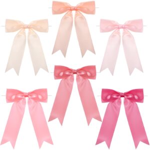 canlierr 48 pcs christmas pink twist tie bows 5 x 7 inch pastel satin ribbon bows with twist tie craft bows for xmas gift wrapping wedding birthday