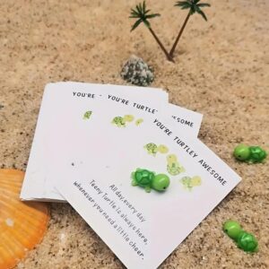 Mini Pocket Hug Turtle, You're Turtley Awesome Inspirational Gift with Card, Thank You Note Cards Greeting Card Mini Sea Turtle Figure Pocket Hug Gift for Friends and Family,Cards and Card Stock (Mix)