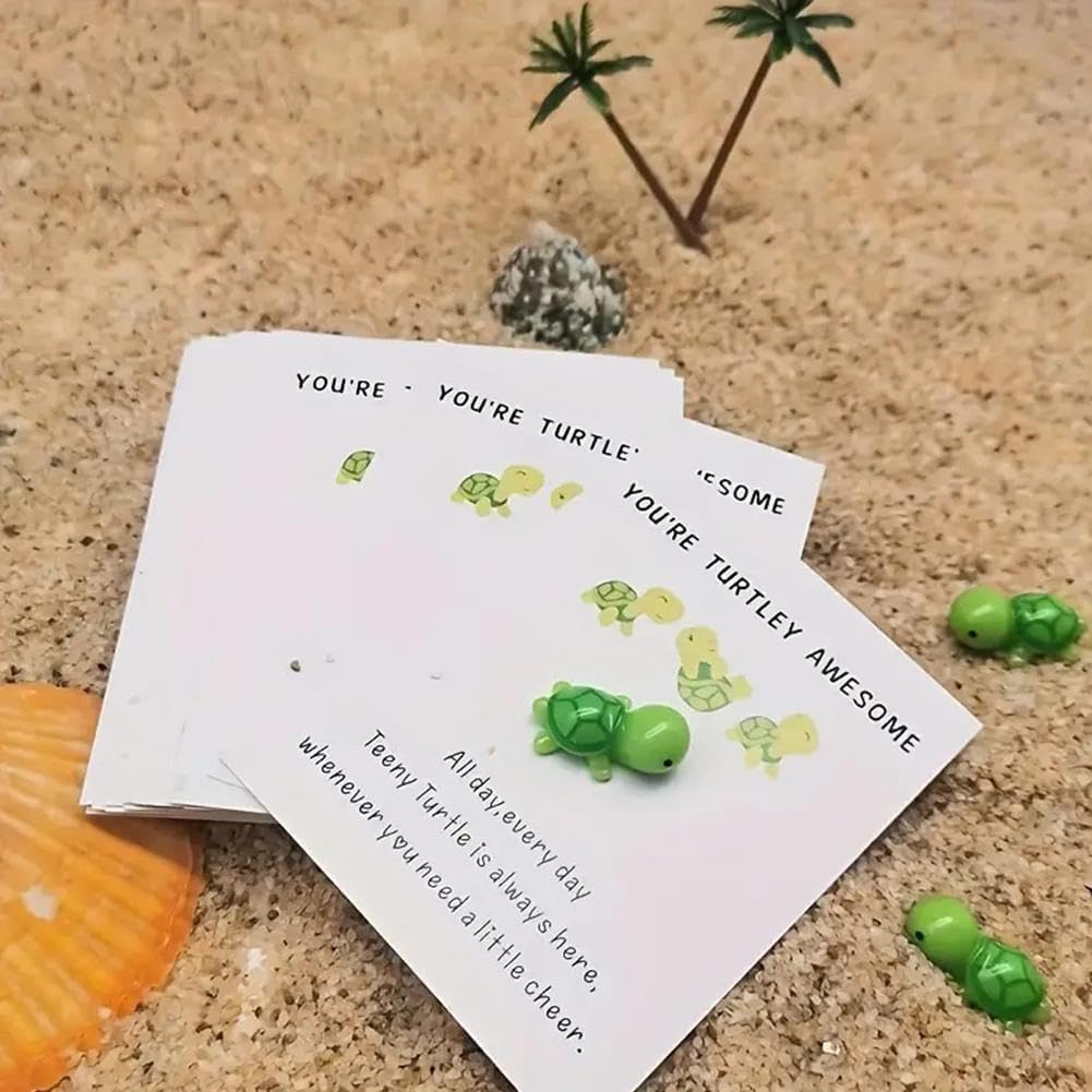 Mini Pocket Hug Turtle, You're Turtley Awesome Inspirational Gift with Card, Thank You Note Cards Greeting Card Mini Sea Turtle Figure Pocket Hug Gift for Friends and Family,Cards and Card Stock (Mix)