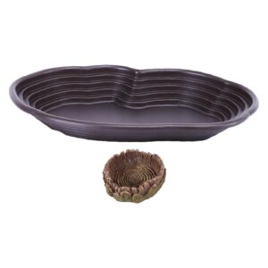 leefasy turtle water bowl reptile food dish,amphibians habitat accessories,reptile bathing pool reptile feeding water bowl for turtle, no drainage