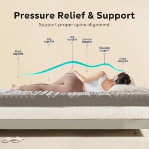 Tripie 3 Inch Mattress Topper Full, 5-Zone Bamboo Charcoal Infused Memory Foam Bed Toppers for Pressure Relief Back Pain, Ventilated Soft Bed Topper