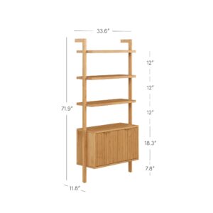 Nathan James Jasper 3-Shelf Solid Wall Mounted Bookcase, Bohemian Bookshelf with Cabinet with Fluted Doors, Set of 3