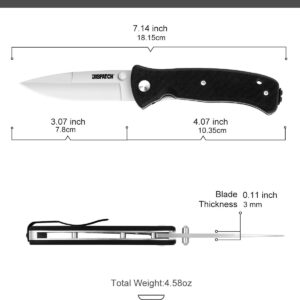 Folding Pocket Knife with Clip, 3 inch 8Cr13MoV Steel Drop Point Blade with G10 Handle, Small EDC Knives for Men Women Outdoor Camping Hunting Hiking Survival Pocketknife