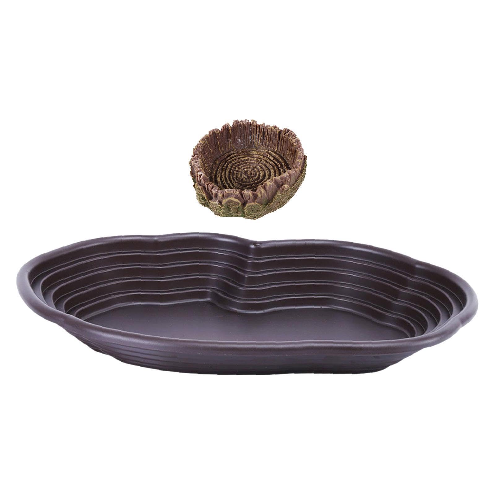 Leefasy Turtle Water Bowl Reptile Food Dish,Amphibians Habitat Accessories,Reptile Bathing Pool Reptile Feeding Water Bowl for Turtle, No drainage