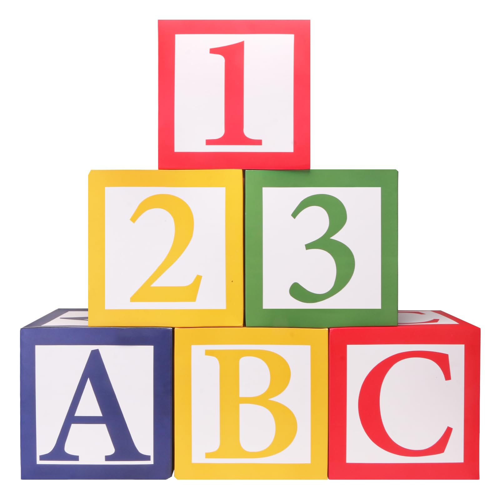 6 Pcs ABC and 123 Friend Street Party Decoration 30 x 30 cm Alphabet Graduation Back to School Party Favor Balloon Box Toy Inspire Birthday Party Decor for School Celebration Shower (ABC and 123)