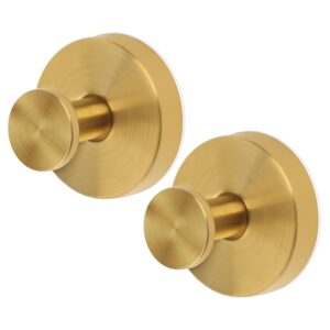 peutier 2pcs suction cup hooks, premium stainless steel suction cup hooks shower hooks suction cup bathroom towel coat hook suitable for glass mirror smooth surface(gold)