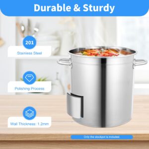 30 Quart 35L Commercial Grade Stockpot 201 Stainless Steel Stockpot Heavy-Duty Canning Pot Soup Pot Induction Pot with Lid and Riveted Handles for Soup Seafood Stock Canning Silver