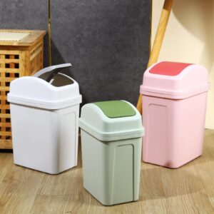 LuxeOne 13 Gallon Trash Can, Plastic Swing Top Kitchen Garbage Trash Can, Trash Can for Kitchen, Top Garbage Bin for Counter top, Coffee Area, Bathroom, Office & Home, Kitchen, 3 Colors (Green)