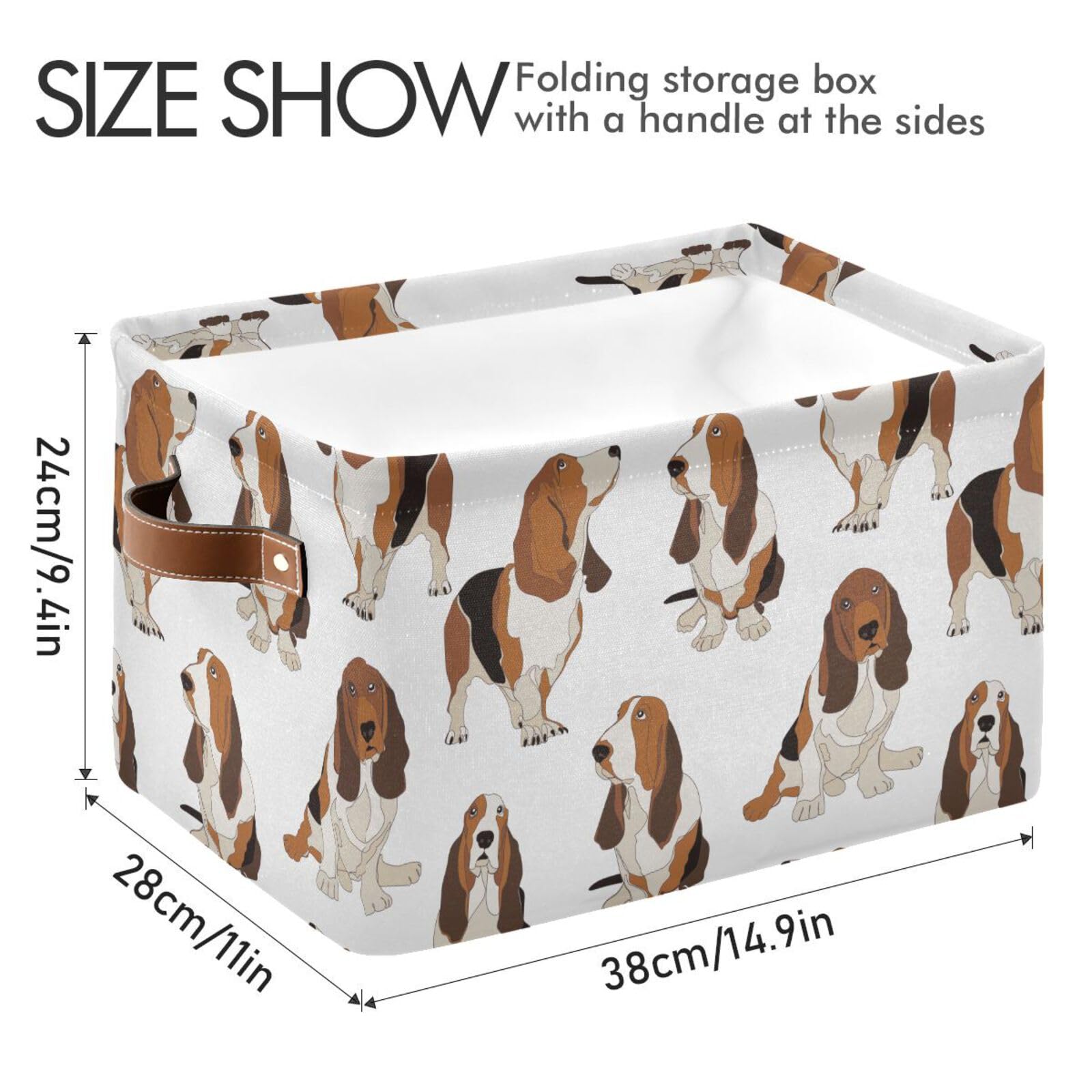 susiyo Large Foldable Storage Bin Basset Hound Dogs Fabric Closet Storage Baskets Collapsible Decorative Baskets Organizing Basket Bin for Shelves Closet Home Bedroom Living Room-1Pack