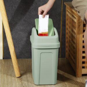 LuxeOne 13 Gallon Trash Can, Plastic Swing Top Kitchen Garbage Trash Can, Trash Can for Kitchen, Top Garbage Bin for Counter top, Coffee Area, Bathroom, Office & Home, Kitchen, 3 Colors (Green)