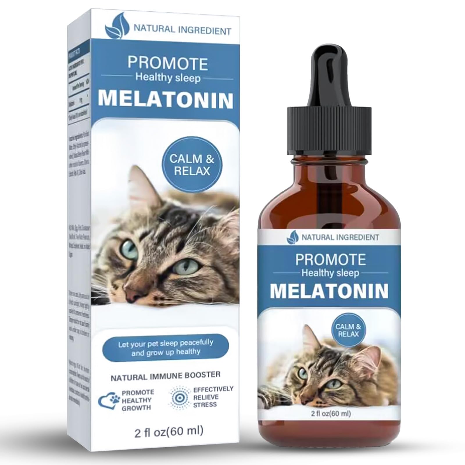 Cat Melatonin, Melatonin for Cats, Cat Anxiety&Stress Relief, Cat Calming Aid, Supports Healthy Restful Sleep for Your Cat