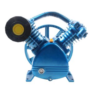 5.5hp air compressor pump head, 175psi v-type twin cylinder air compressor pump head portable double stage exhaust compressor pump for factories auto repair (pump head + flywheel)