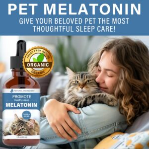 Cat Melatonin, Melatonin for Cats, Cat Anxiety&Stress Relief, Cat Calming Aid, Supports Healthy Restful Sleep for Your Cat