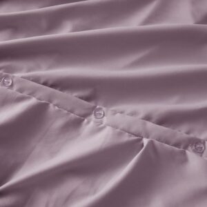 Clara Clark Dusty Purple Duvet Cover Queen Size - Pintuck Queen Duvet Cover Set, 3 Piece Double Brushed Duvet Covers with Button Closure, 1 Pinch Pleated Duvet Cover 90x90 inches and 2 Pillow Shams