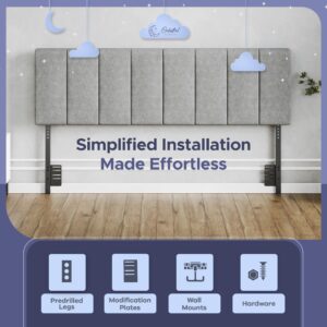 Celestial Sleep Vertical Channel-Tufted Mid-Rise Upholstered Headboard, Wall or Bed Frame Mount - Full or Queen (Gray)