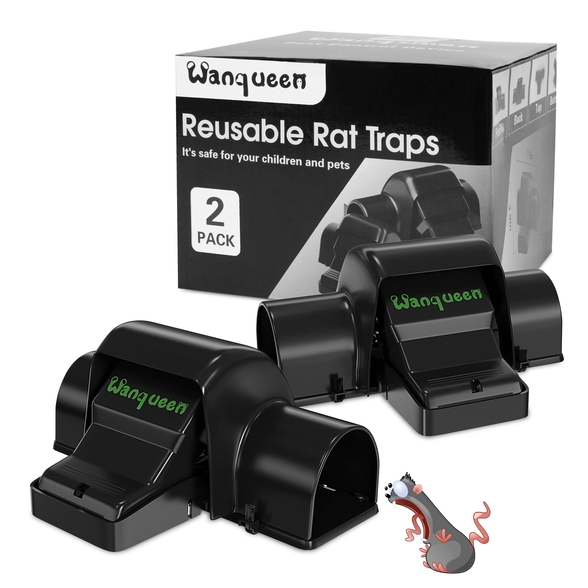 Reusable Rat & Chipmunk Traps, Prevents Accidental Triggering Mouse Trap, Tunnel Dual-Entry Squirrel Trap for Big Rats, Large Fast Kill Pest Control Device, Heavy Duty, Snap Traps for Humane Kill