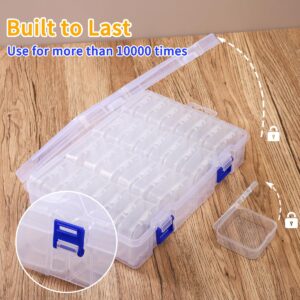 doovide Bead Organizer Box, 28Pcs Small Bead Organizers and Storage Plastic Cases Mini Clear Bead Storage Containers Boxes with Hinged Lid and Rectangle for Bracelet Making DIY Jewelry Craft Nail