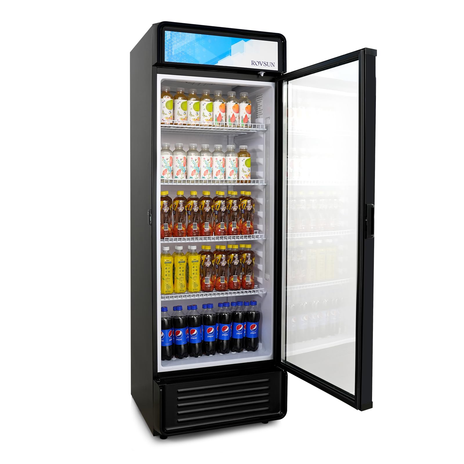 ROVSUN 12.2 Cu.Ft Commercial Refrigerator Display Refrigerator ETL NSF Certified, Commercial Beverage Cooler Glass Door Merchandiser Drink Fridge w/Adjustable Shelves LED Light for Bar Restaurant