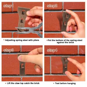 Wollibao XL Brick Wall Clips, Brick Hooks Brick Hangers for Hanging Outdoors No Drill, Fit 2.55 to 2.75 inch Wall Brick, 10 Pack