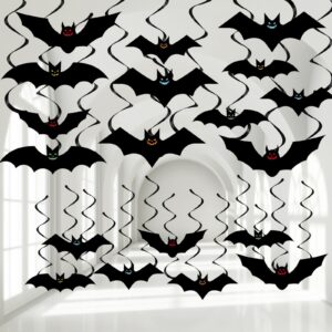 60pcs halloween hanging swirl decorations flying bats streamers vampire bat decor halloween party favors for indoor outdoor home door classroom ornaments creepy carnival cutouts ceiling decor