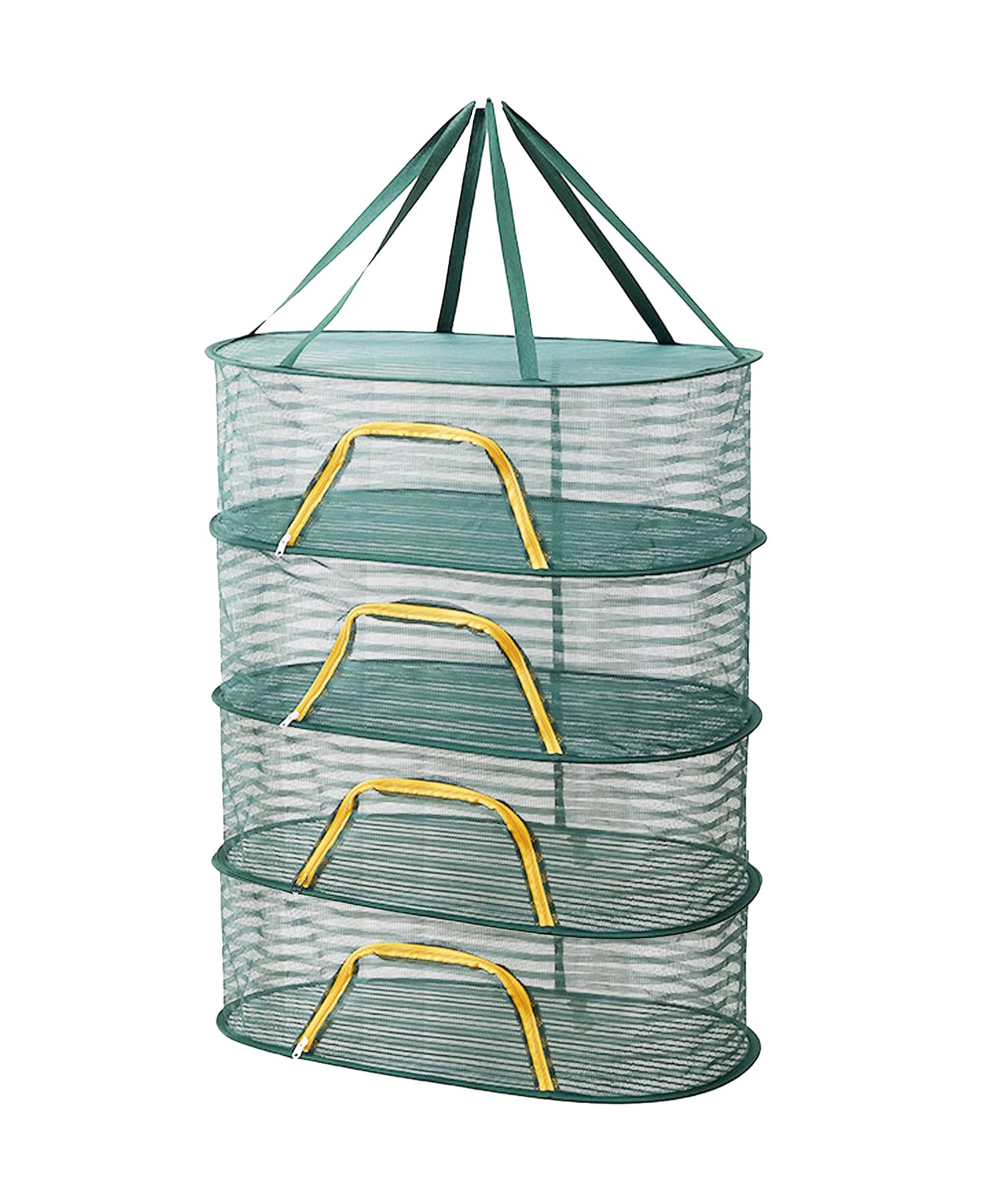 TANOVCEP Foldable Drying Net for Vegetables, Fish, and Dehydrated Goods, Multi-Tiered Food Drying Net, Versatile Drying Rack, Windproof Design, Zipper Closure for Insect Protection 4Layer