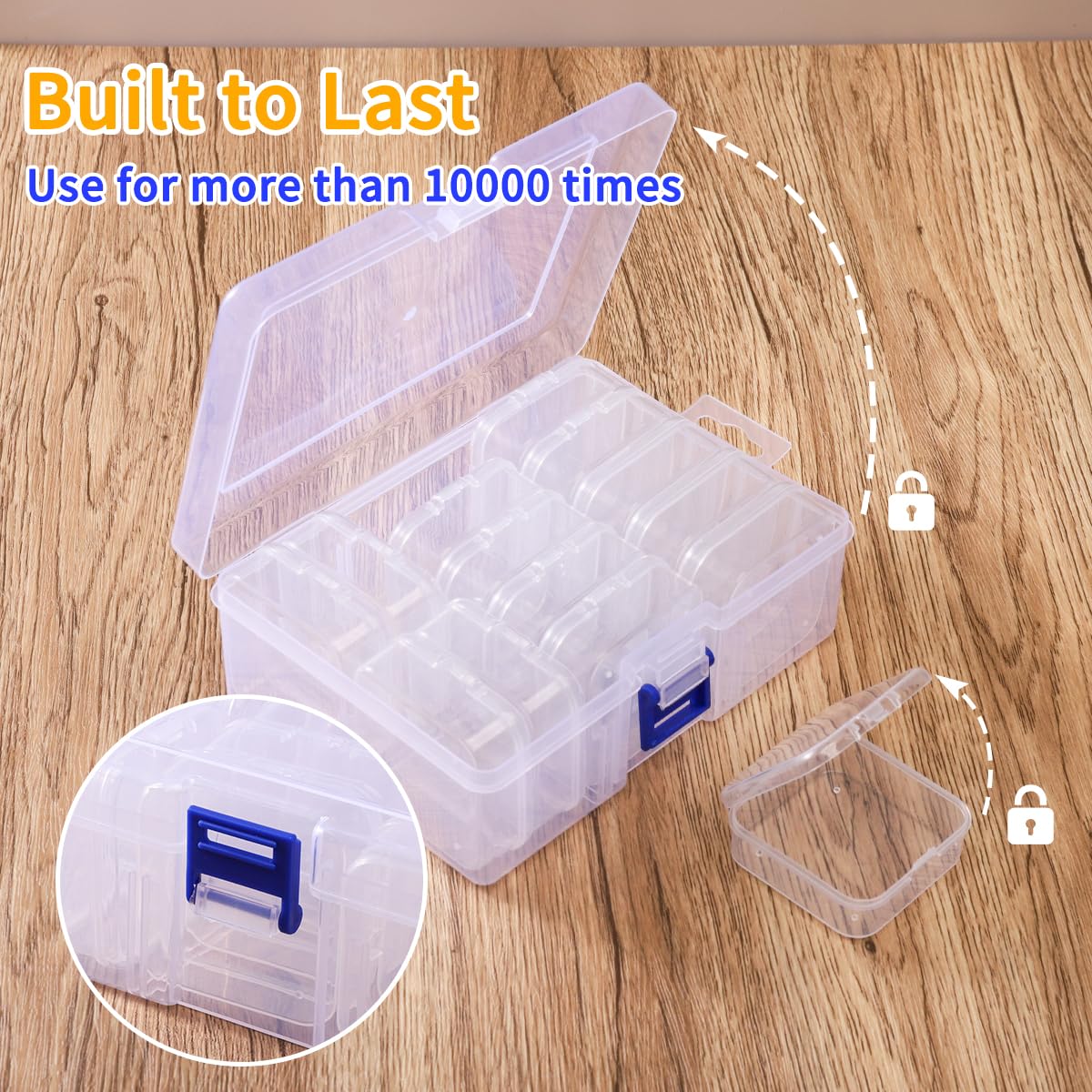 Bead Organizer Box, 14Pcs Small Clear Plastic Storage Containers, 1 Large Craft Organizer Box,Mini Parts Storage Solution for Beading Jewelry Making Diamond Arts Screws Seeds