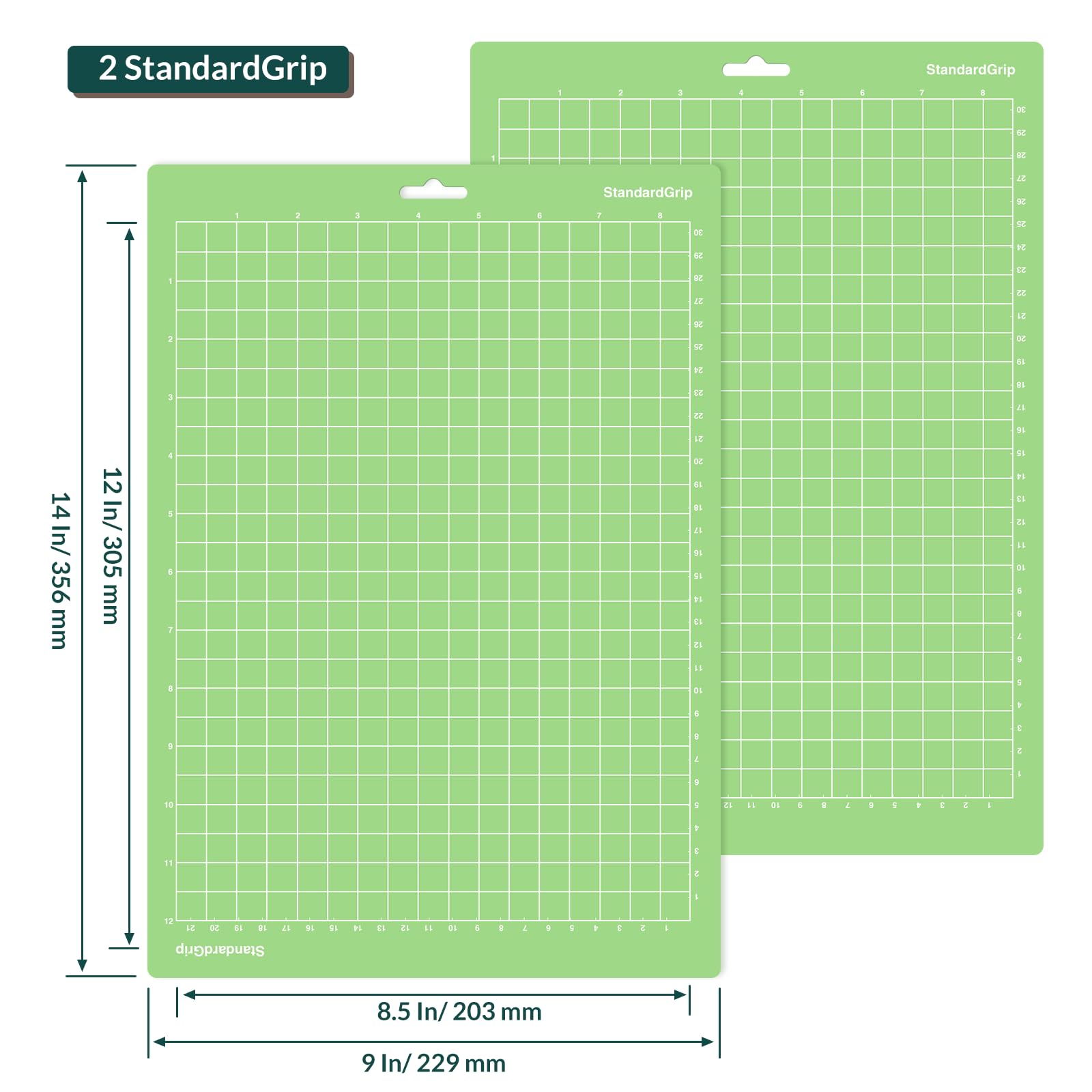 WISYOK 12x8.5 Inch Cutting Mats for Cricut Joy Xtra, 2 Pack Standard Grip Reusable Adhesive Cutting Mats for Crafts, Quilting, Sewing