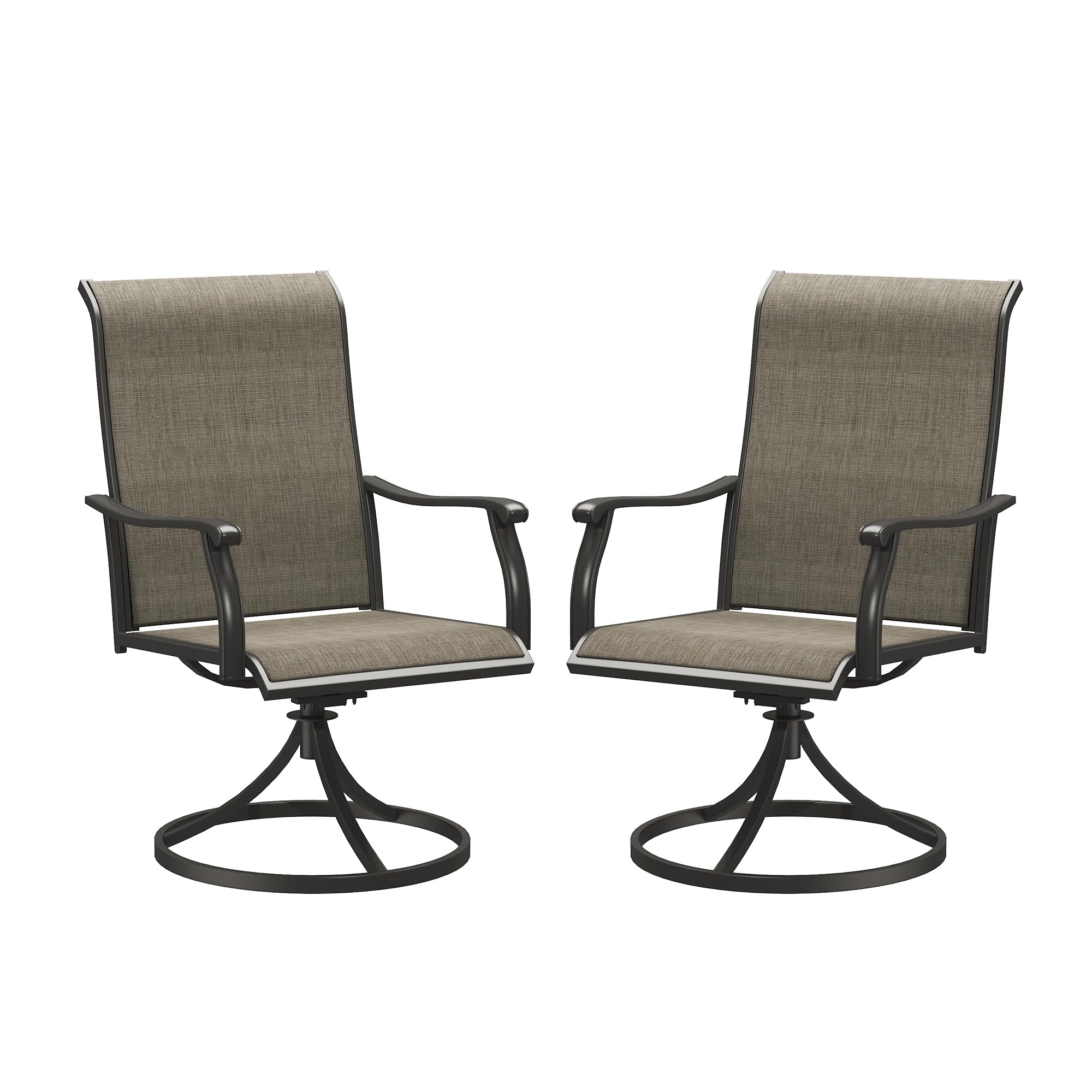 VICLLAX Swivel Patio Chairs Set of 2, High Back Textilene Patio Dining Chairs for Lawn Garden, Black Metal Frame