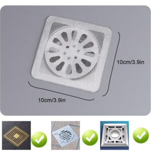 Shower Drain Hair Catcher Disposable 50 Pack，4" X 4" Shower Drain Cover Mesh Stickers Easy to Install and Clean Suit for Bathtub, Bathroom, Kitchen and Laundry