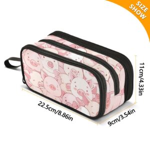 J JOYSAY Cute Pink Pigs Pencil Case Pouch Big Capacity Pencil Bags with Zipper Portable Pencil Box Large Marker Case for Adults Teens Kids