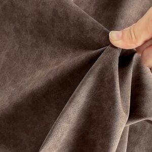 HYANG Soft Synthetic PU Fabric Material Faux Leather Sheets 1 Yards 54" x 36", 0.7~0.8 mm Thick for Upholstery, DIY Crafts, Frosted Soft Faux Suede Fabric (Coffee Color)