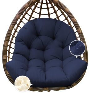 tycdiose egg chair cushion replacement, waterproof outdoor hanging egg chair cushion hammock swing chair cushion pads, u-shaped thickened cushions for hanging egg chair, 47x33x7 inches (navy blue)