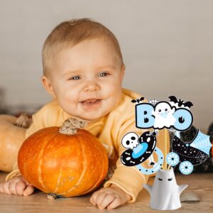 Halloween A Baby is Brewing Decorations Halloween Baby Shower Centerpiece Sticks 20Pcs A Little Boo Baby Shower Table Topper Decorations for Blue Halloween Pregnancy Party Decor