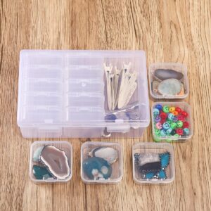 doovide Bead Organizer Box, 15Pcs Small Bead Organizers and Storage Plastic Cases Mini Clear Bead Storage Containers Boxes with Hinged Lid and Rectangle for Bracelet Making DIY Jewelry Craft Nai