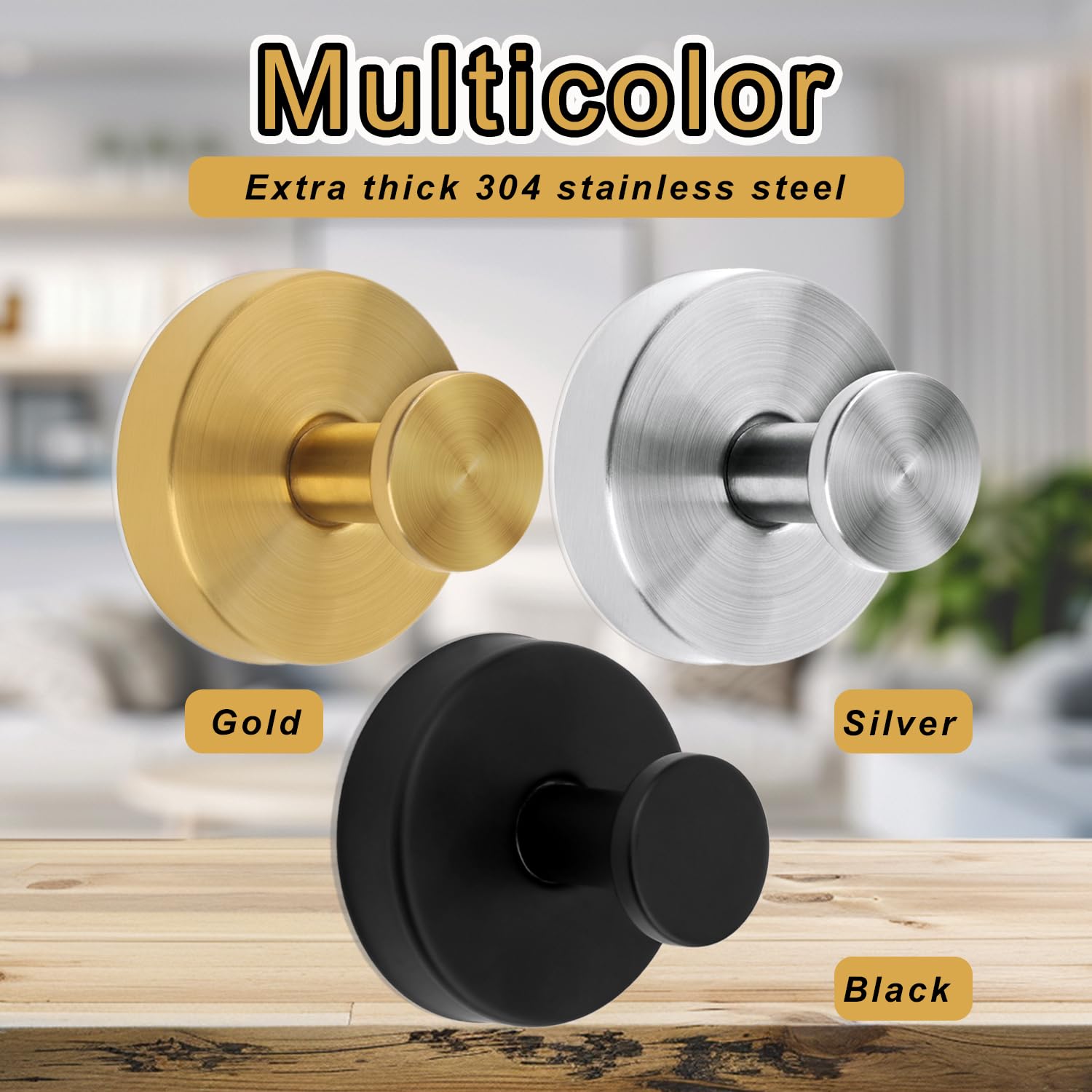 PEUTIER 2pcs Suction Cup Hooks, Premium Stainless Steel Suction Cup Hooks Shower Hooks Suction Cup Bathroom Towel Coat Hook Suitable for Glass Mirror Smooth Surface(Gold)