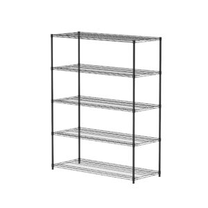 RenwDong 5-Tier Metal Wire Shelving Unit with Wheels, 60" L×24" W×72" H Heavy-duty Adjustable Shelving and Storage racks, for Commercial, School, Home, Garage, Warehouse, Industrial(black)