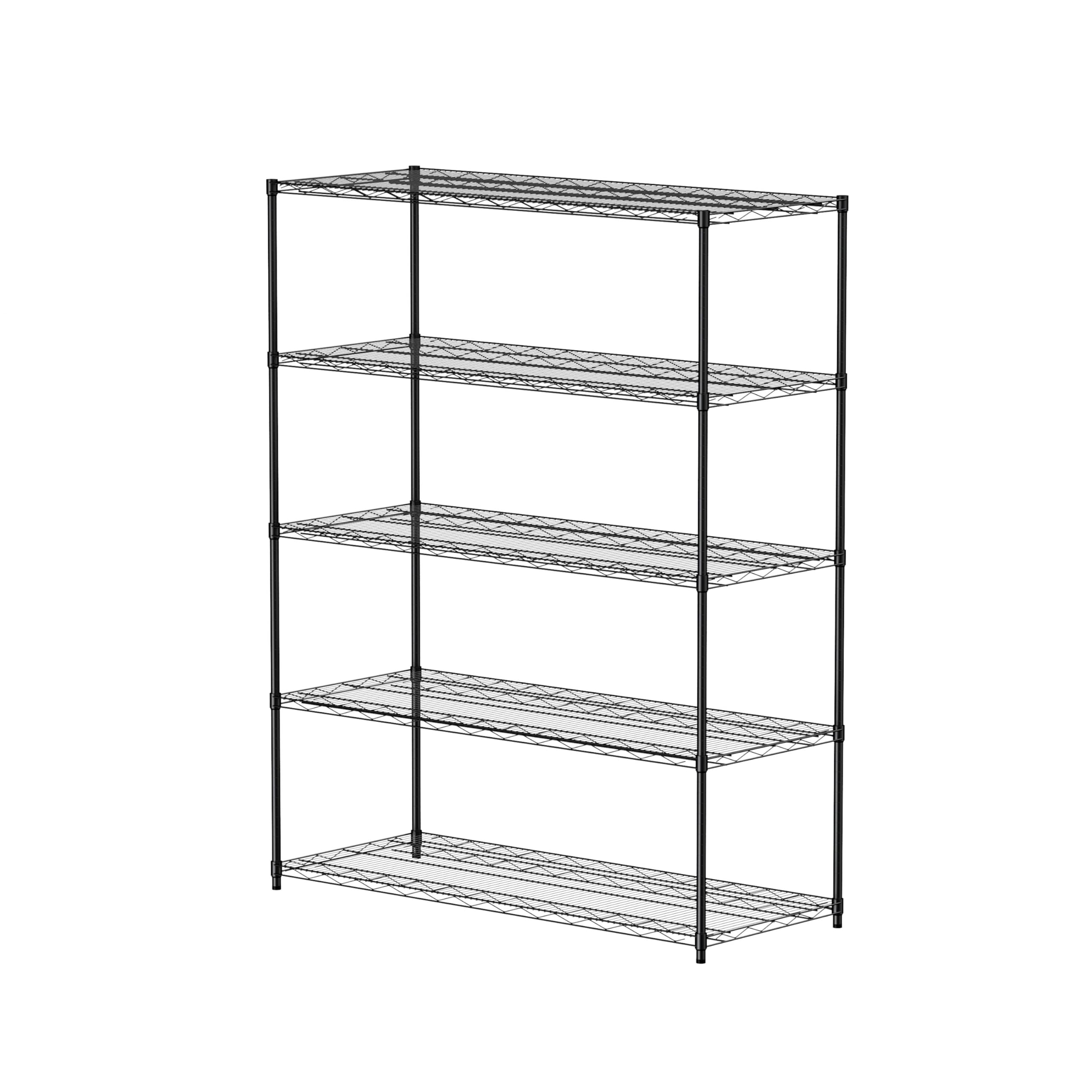 RenwDong 5-Tier Metal Wire Shelving Unit with Wheels, 60" L×24" W×72" H Heavy-duty Adjustable Shelving and Storage racks, for Commercial, School, Home, Garage, Warehouse, Industrial(black)